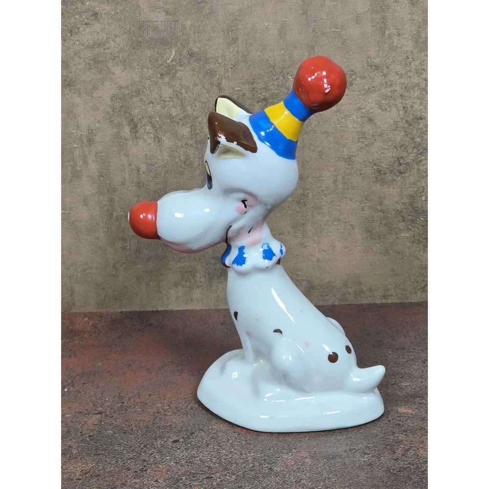 Vintage EDASA Brazil Ceramic Clown Dog Figurine, Mid-Century Whimsical 4.5